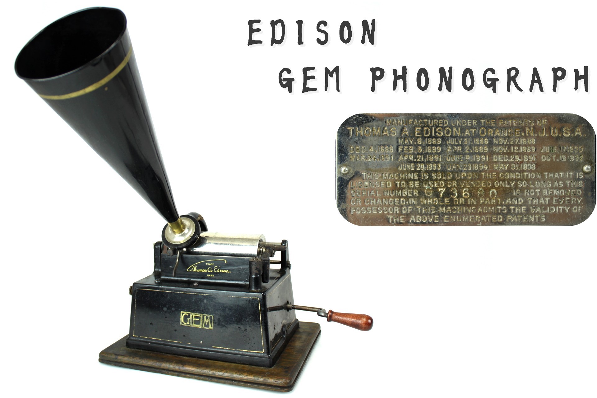 EDISON GEM PHONOGRAPH エジソン 蝋管蓄音機 | コンフィアンス株式会社